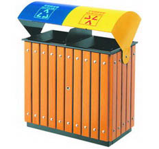 钢木分类垃圾桶